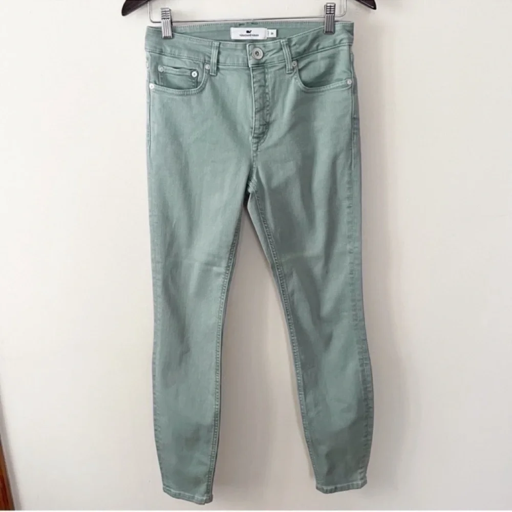 Vineyard Vines Jamie High Rise Jeans Garment Dyed Sea Clay Green Size 26